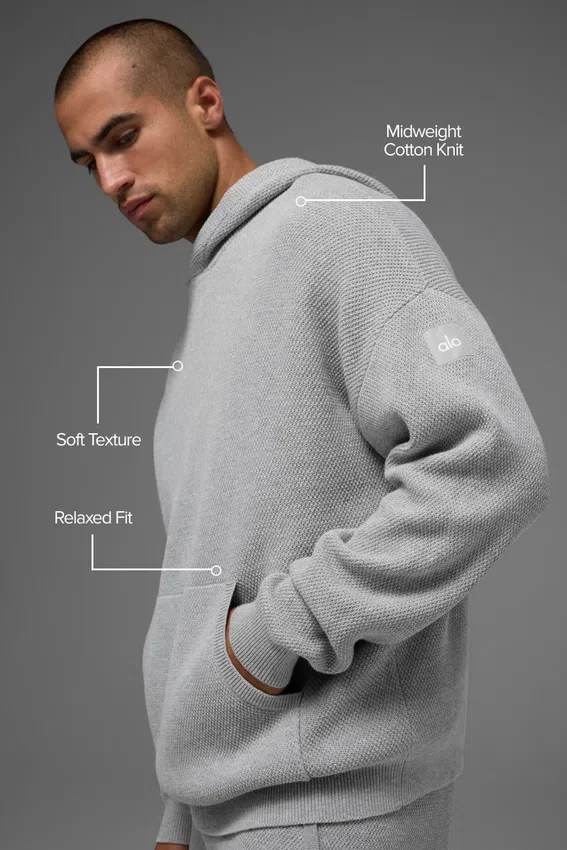 Pull à capuche en maille « Sports Club » - Gris chiné athlétique