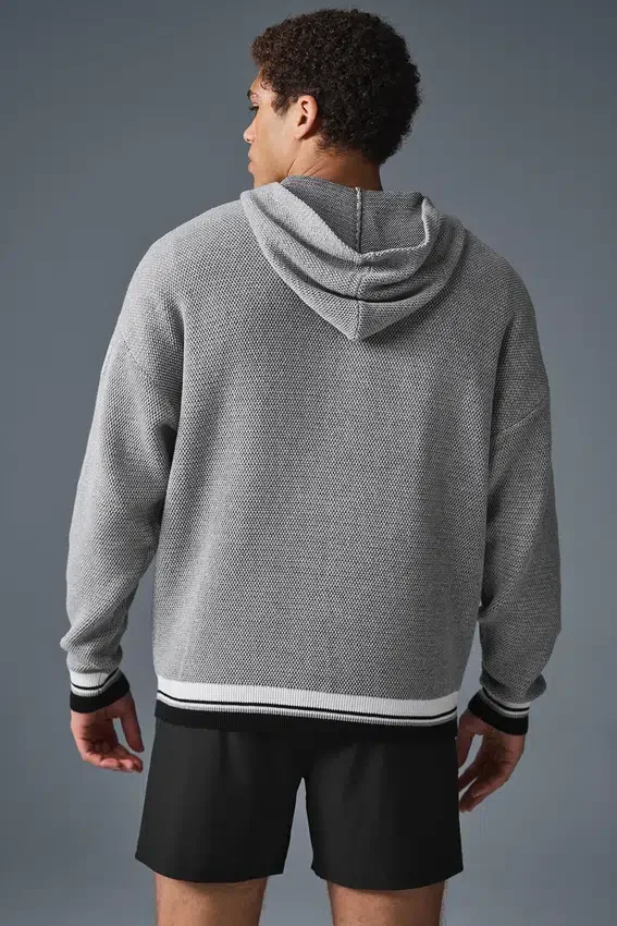 Pull à capuche en maille « Sports Club » - Gris chiné athlétique