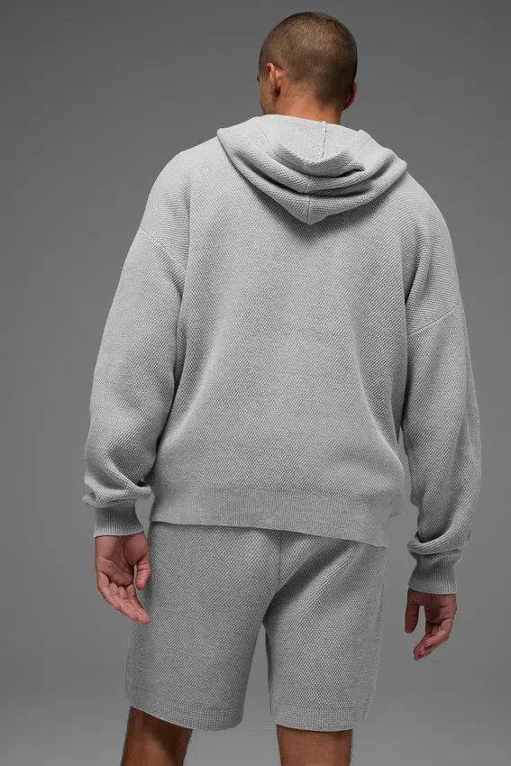 Pull à capuche en maille « Sports Club » - Gris chiné athlétique