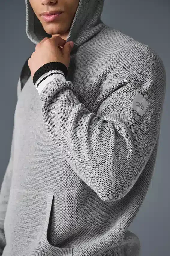 Pull à capuche en maille « Sports Club » - Gris chiné athlétique
