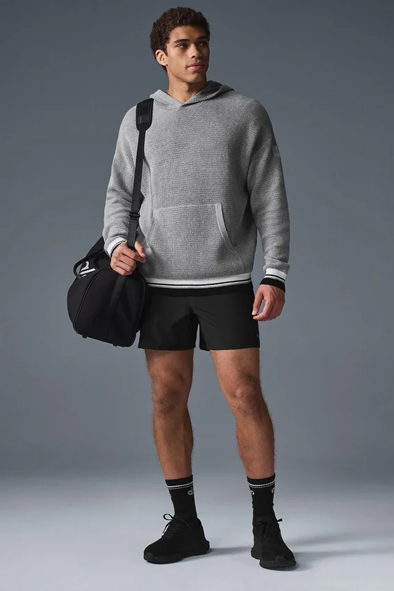 Pull à capuche en maille « Sports Club » - Gris chiné athlétique