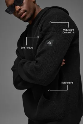 Pull à capuche en maille « Sports Club » – Noir