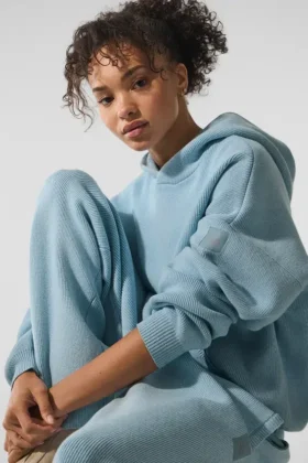Pull à capuche Scholar – Bleu céleste chiné