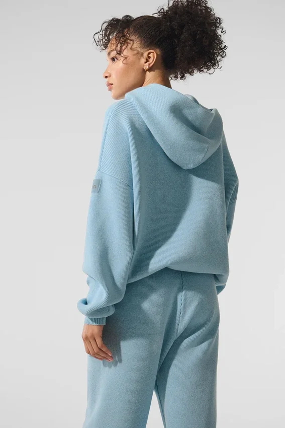 Pull à capuche Scholar - Bleu céleste chiné