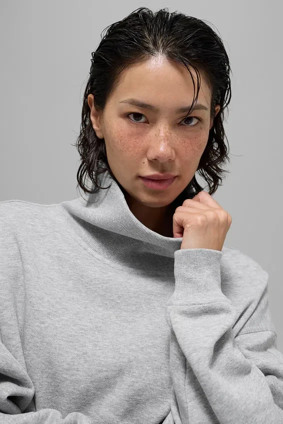 Pull à col montant Hazy - Gris chiné athlétique