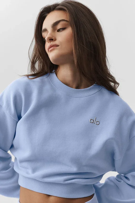Pull à col rond Accolade court - Bleu Provence clair