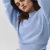 Pull à col rond Accolade court - Bleu Provence clair