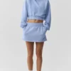Pull à col rond Accolade court - Bleu Provence clair
