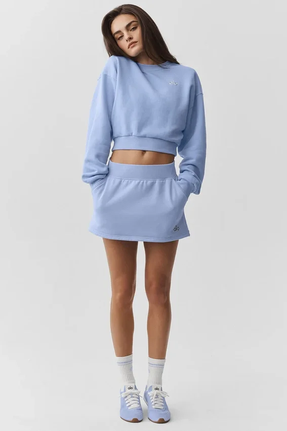 Pull à col rond Accolade court - Bleu Provence clair