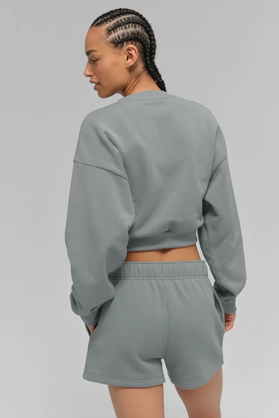 Pull à col rond Accolade court - Gris lunaire