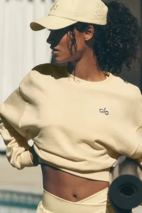 Pull à col rond Accolade court - Jaune bougie