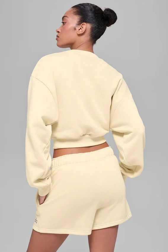 Pull à col rond Accolade court - Jaune bougie