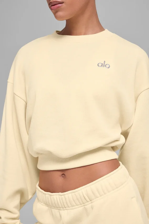 Pull à col rond Accolade court - Jaune bougie
