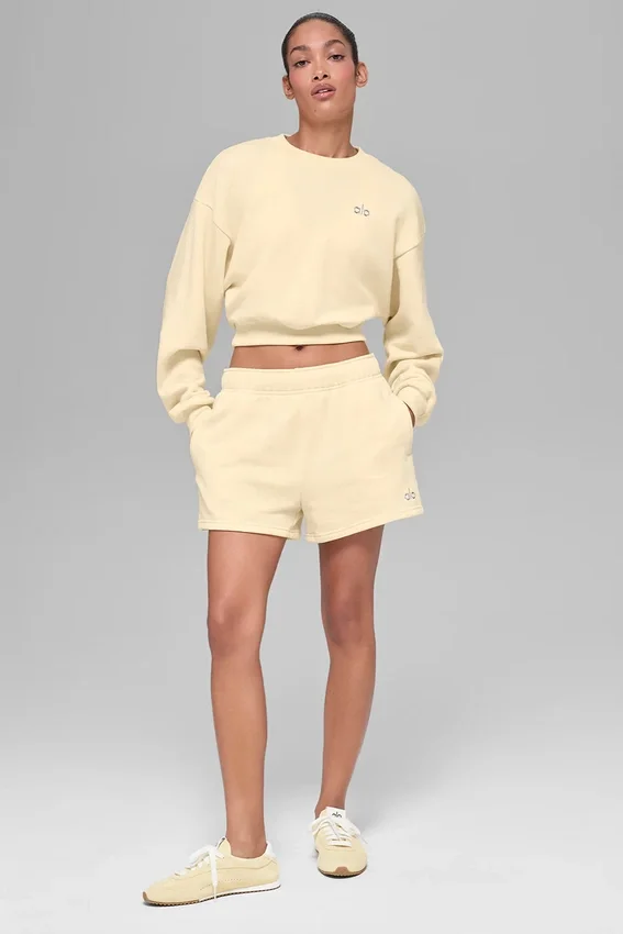 Pull à col rond Accolade court - Jaune bougie