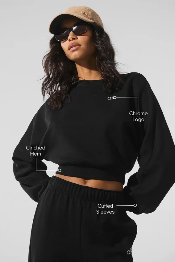 Pull à col rond Accolade court - Noir