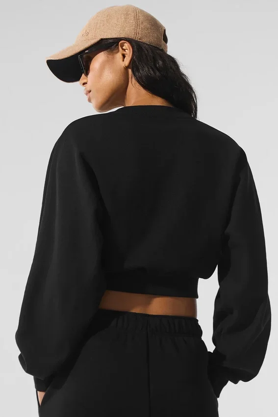 Pull à col rond Accolade court - Noir