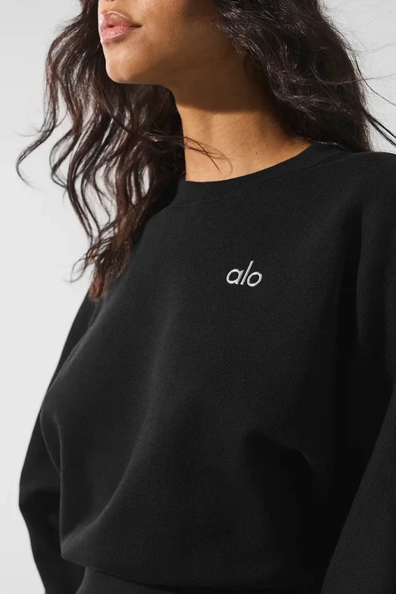 Pull à col rond Accolade court - Noir