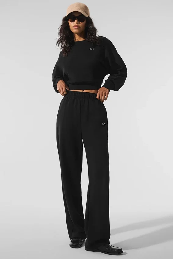 Pull à col rond Accolade court - Noir