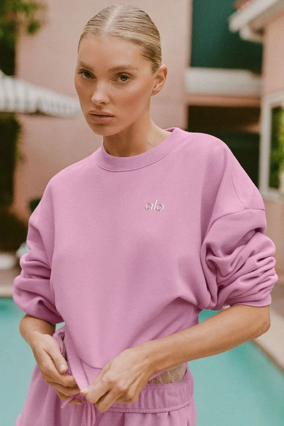 Pull à col rond Accolade court - Rose bonbon