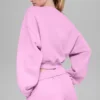 Pull à col rond Accolade court - Rose bonbon