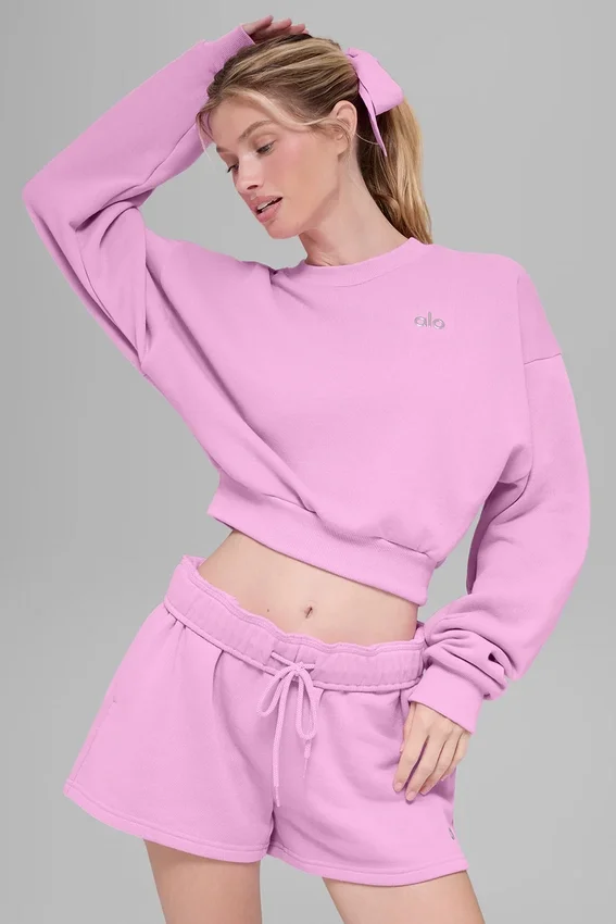 Pull à col rond Accolade court - Rose bonbon