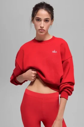 Pull à col rond Accolade court - Rouge vif