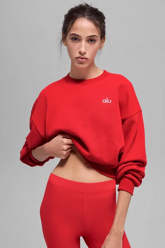 Pull à col rond Accolade court - Rouge vif