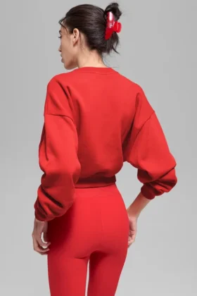 Pull à col rond Accolade court – Rouge vif