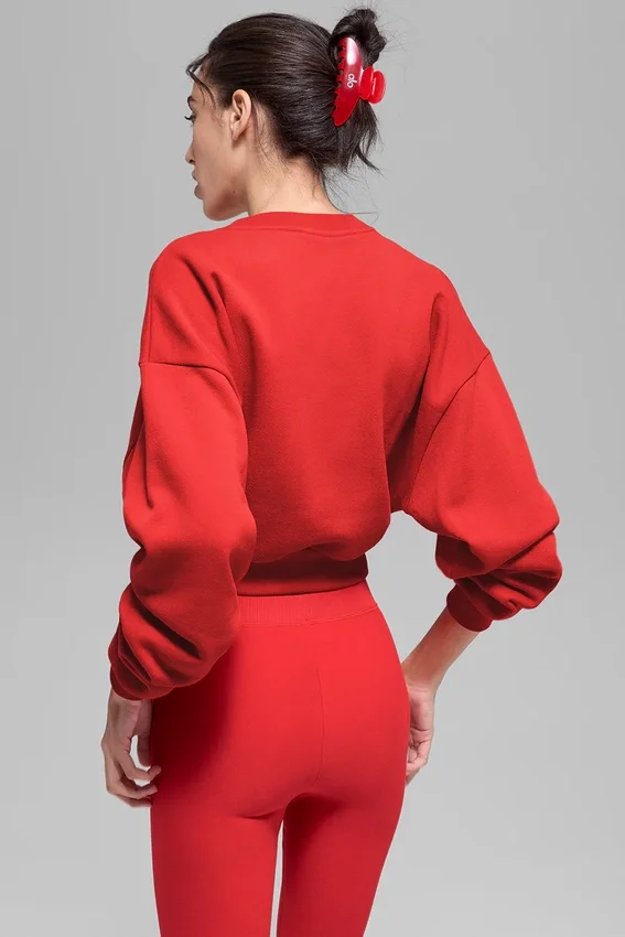Pull à col rond Accolade court - Rouge vif
