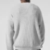 Pull à col rond Domain en maille côtelée - Gris chiné athlétique