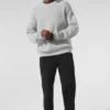 Pull à col rond Domain en maille côtelée - Gris chiné athlétique