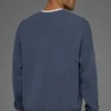 Pull à col rond en maille côtelée Domain - Bleu pierre
