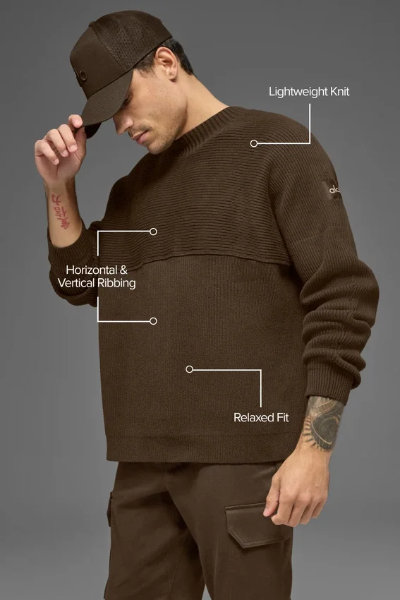 Pull à col rond en maille côtelée Domain Shift - Espresso