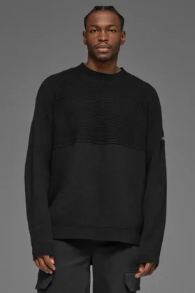 Pull à col rond en maille côtelée Domain Shift - Noir
