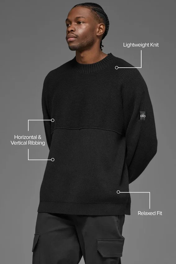 Pull à col rond en maille côtelée Domain Shift - Noir