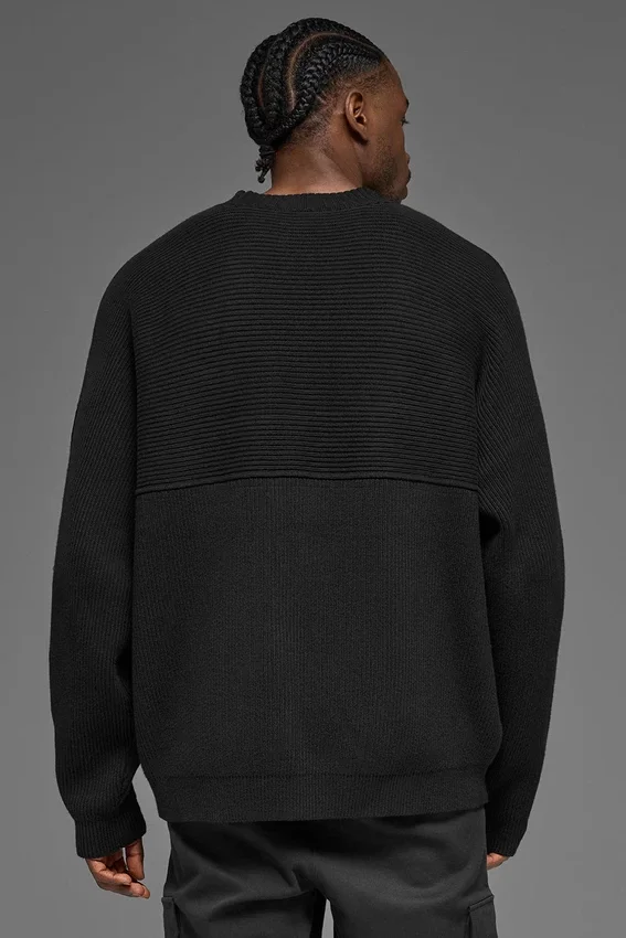 Pull à col rond en maille côtelée Domain Shift - Noir