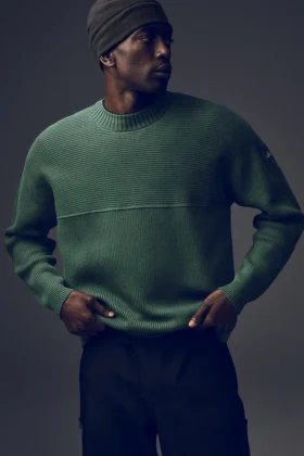 Pull à col rond en maille côtelée Domain Shift - Vert trèfle