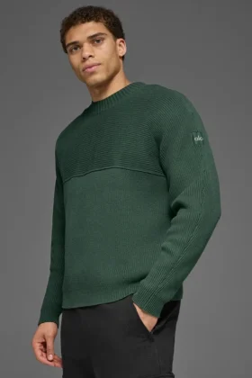 Pull à col rond en maille côtelée Domain Shift – Vert trèfle