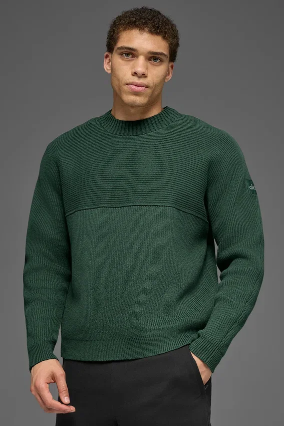 Pull à col rond en maille côtelée Domain Shift - Vert trèfle