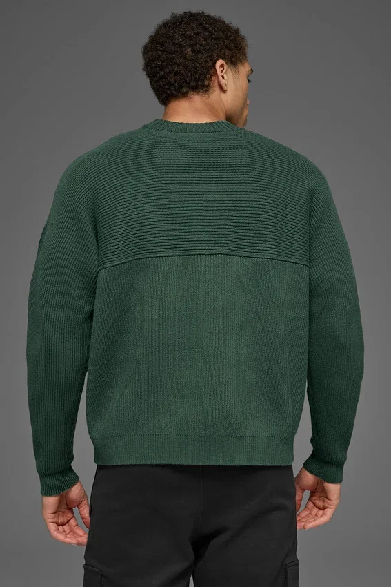 Pull à col rond en maille côtelée Domain Shift - Vert trèfle