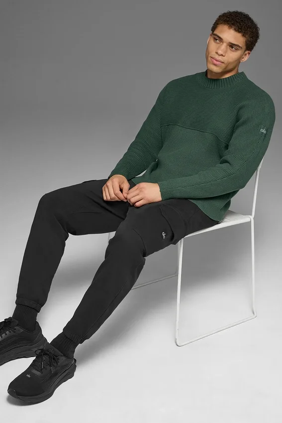 Pull à col rond en maille côtelée Domain Shift - Vert trèfle