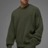 Pull à col rond en maille côtelée Domain - Vert olive