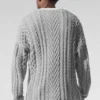 Pull à col rond en maille torsadée - Gris chiné athlétique