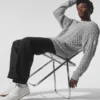 Pull à col rond en maille torsadée - Gris chiné athlétique