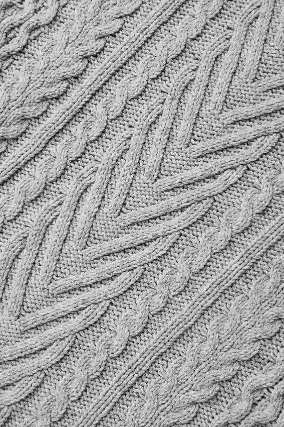 Pull à col rond en maille torsadée - Gris chiné athlétique