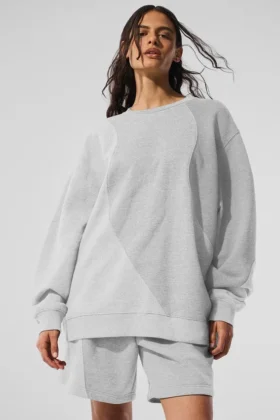 Pull à col rond Make Waves - Gris chiné athlétique ton sur ton