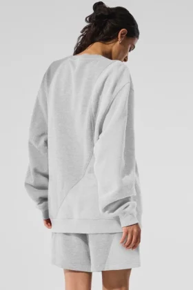 Pull à col rond Make Waves – Gris chiné athlétique ton sur ton