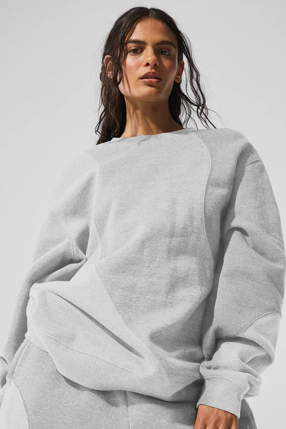 Pull à col rond Make Waves - Gris chiné athlétique ton sur ton
