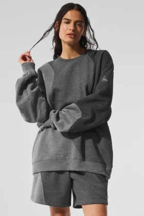 Pull à col rond Make Waves – Gris chiné foncé ton sur ton
