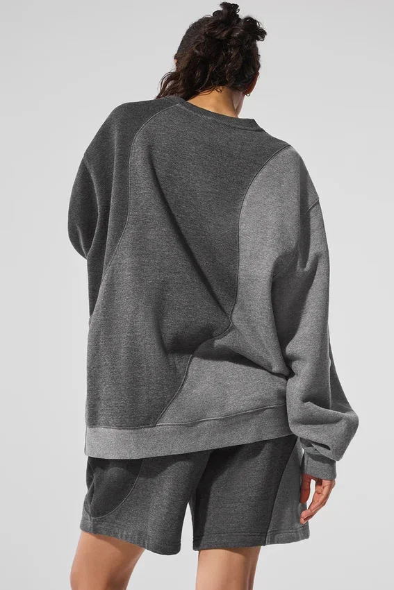 Pull à col rond Make Waves – Gris chiné foncé ton sur ton